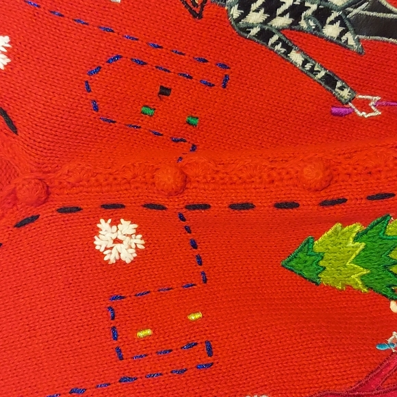 Designers Originals Studio Joy Holiday Shopping Cardigan Sweater Size XL Red - Picture 8 of 16